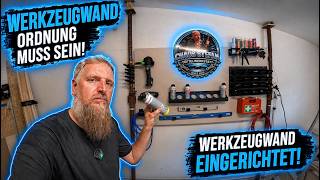 SO SIEHT ORDNUNG AUS! 😅 Werkzeugwand eingerichtet – LED-Logo angeschlossen, es leuchtet BLAU!