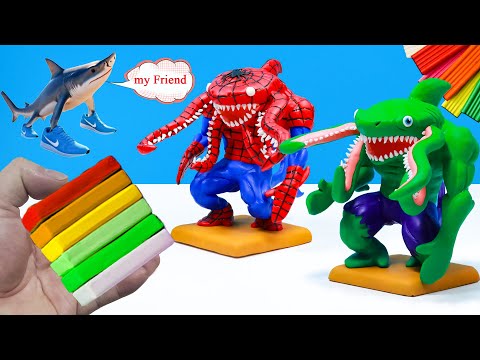 DIY the friend of Tralalero Tralala in Brainrot in the style of superheroes Spider-Man and Hulk