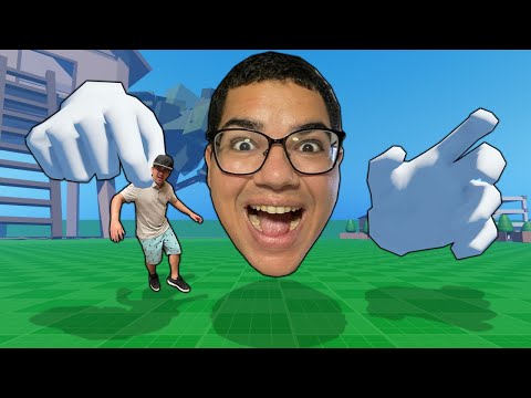 FIQUEI HIPER GIGANTE E SEGUREI O VELHOTE COM MINHAS MÃOS!!! (ROBLOX - REALISTIC HAND RP WITHOUT VR)