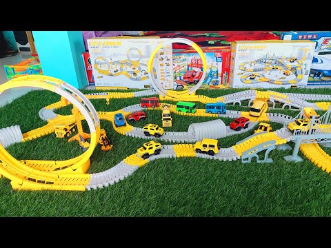 Mainan mobil track city truck bus tayo truk molen bego bisa spin roll. city truck track car toys