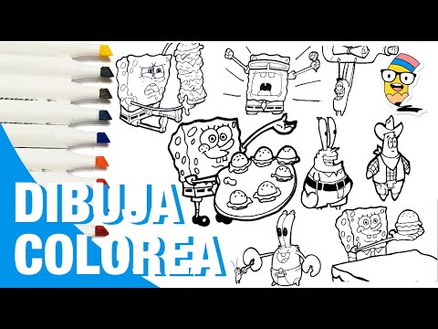 Dibuja y Colorea a BOB ESPONJA y sus amigos 🍔 🟢🔴🟠🔵🟡✍️ | How to Draw SpongeBob