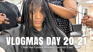 Fastest Braiding! Four ppl doing my Hair at Once?! + Cooking with Babe! | VLOGMAS 2023 ep. 20-21