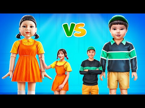 Gerçek hayatta DEV Bir Squid Game Çocuğu ve Squid Game Bebeği inşa ettik!