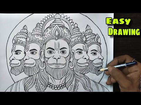 Panchmukhi Hanuman ji Drawing Easy | Lord Hanuman Drawing | Pencil Sketch Easy | God Drawing