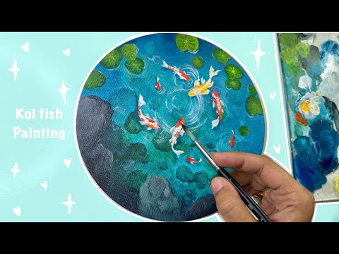 Easy koi fish painting / Acrylic painting for beginners #acrylicpaintingtechniques