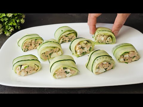 Così fresco e leggero che non riuscirai a smettere di mangiarlo! Delizioso rotolo di cetrioli.