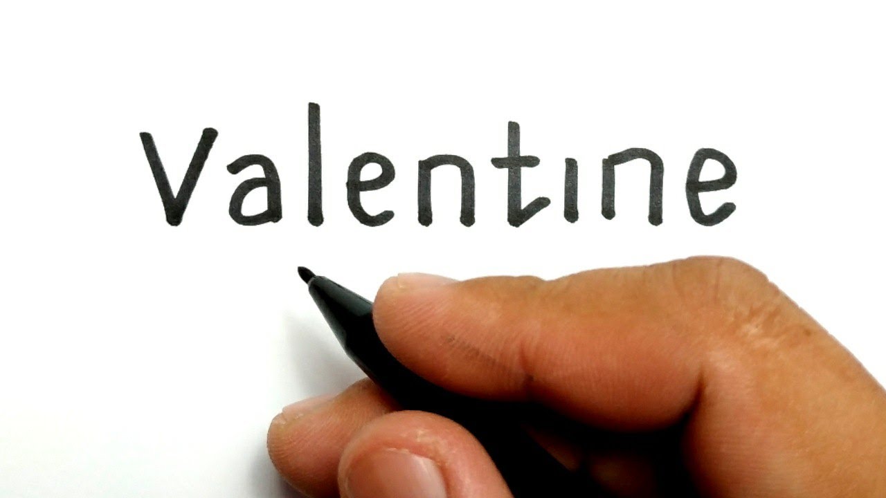 VALENTINE'S DAY, how to turn words VALENTINE into cartoon couple falling in love - LET'S DRAW
