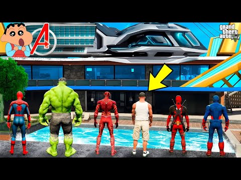 Franklin and Shinchan Pinchan  Upgrading House To New AVENGERS Base In GTA 5 |