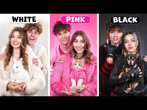 ¡Pareja Negra vs Rosa vs Blanca! ¿Qué Pareja Tiene la Mejor Mascota?