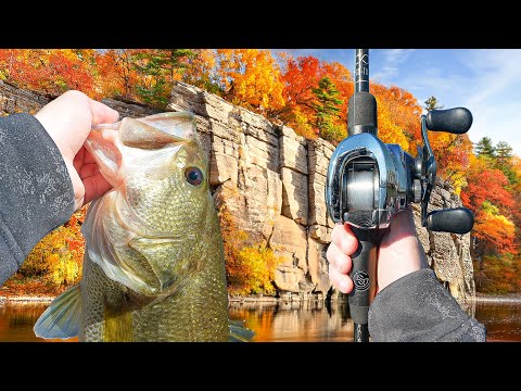 Catching MONSTER Bass In The COLD Weather (River Fishing)