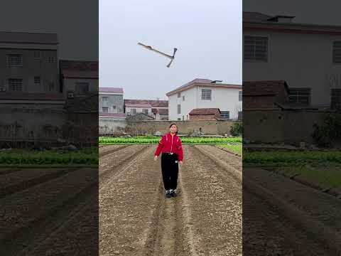 This woman was chopping wood with such force that she threw her hoe and broke her own pot😂😂😂🔥🔥