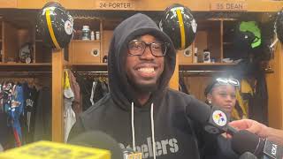 Joey Porter Jr. on Steelers contract talks, playing status against the Falcons, back injury