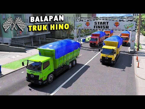 WOW !! Aku Ikut Balapan TRUK HINO di TENGAH KOTA menggunakan HINO PASIR HIJAU di GTA 5 !!!