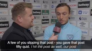 Mark Noble Post-Match Interview With James Corden!