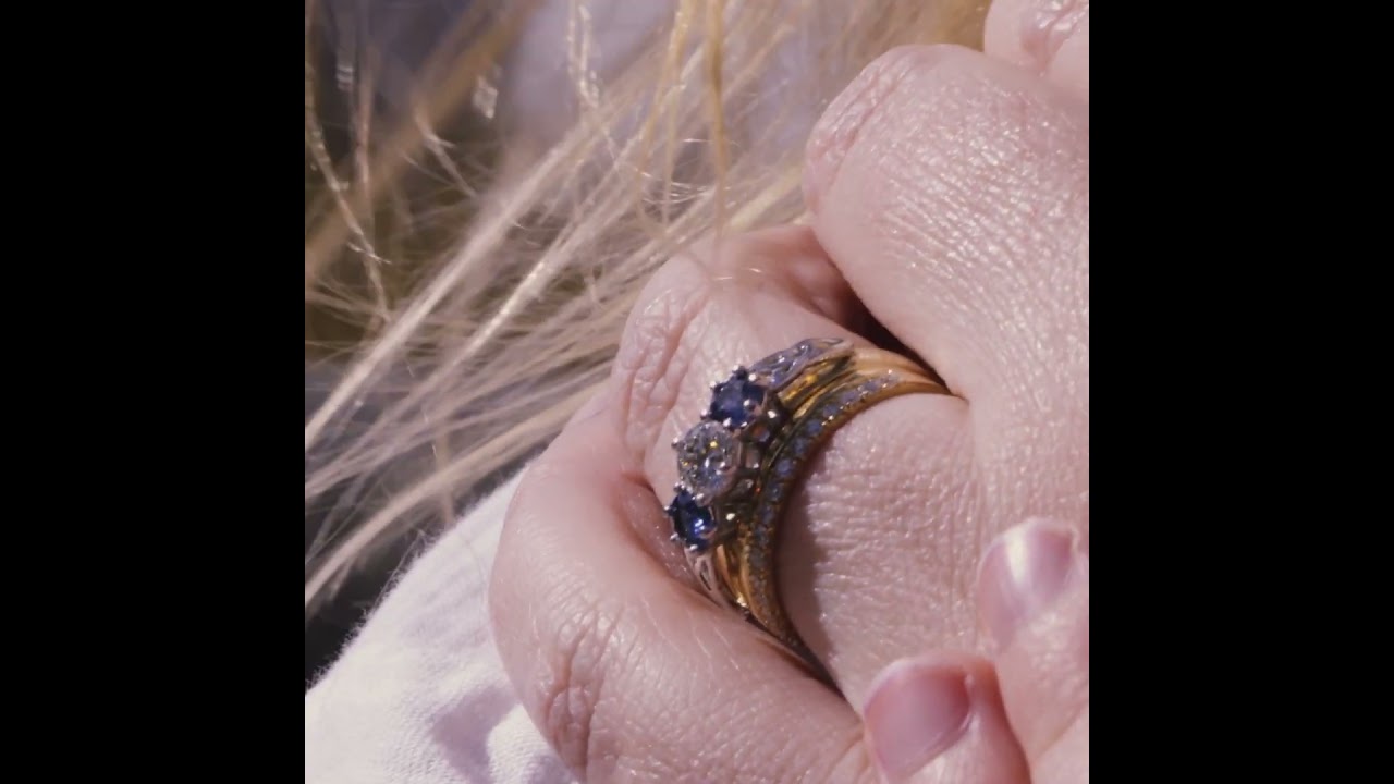 Diamond and Sapphire Three Stone Trinity Knot Engagement Ring Video