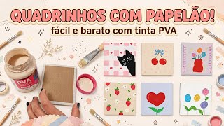 NÃO JOGUE PAPELÃO FORA! Transforme em QUADRINHOS LINDOS com Tinta PVA 😍