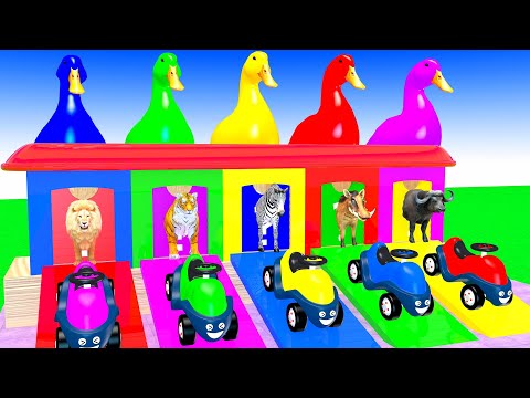 Long Slide Game With Cow Elephant Gorilla Hippopotamus Tiger 3d Animal Game Funny 3d Animals