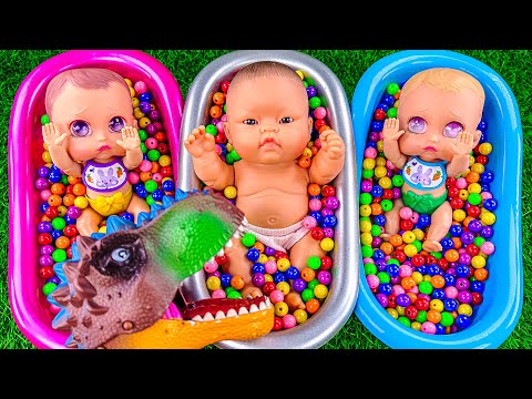 Satisfying Video l Mixing Skittles Candy in 3 BathTubs with Magic M&M's & Rainbow Slime ASMR Sound