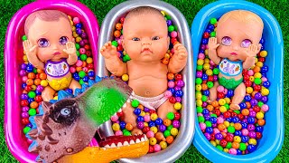 Satisfying Video l Mixing Skittles Candy in 3 BathTubs with Magic M&M's & Rainbow Slime ASMR Sound