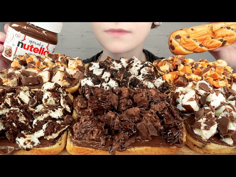 ASMR NUTELLA CHOCOLATE CHIP BRIOCHE ICE CREAM BREAD *SNICKERS, MAGNUM, KLONDIKE, BUTTERFINGER 먹방