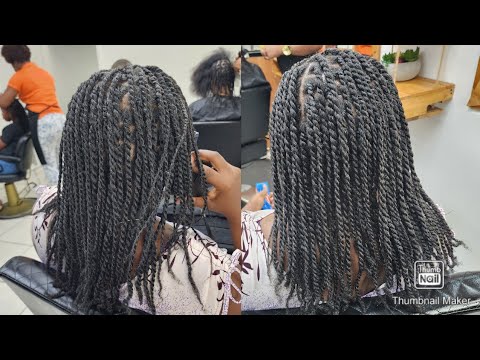 Twisting long natural hair