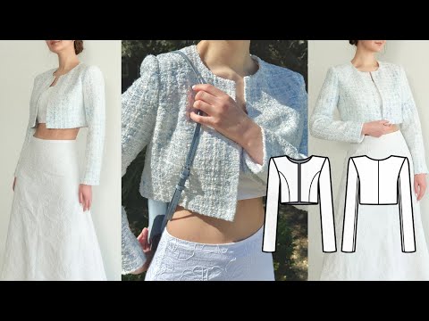 Chanel-Inspired Jacket Tutorial - How to Sew a Tweed Jacket + Sewing Pattern 🩵