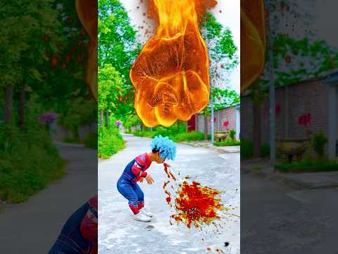 Spiderman angry turn into giant defeat bad guy avenge his teammates #shorts #spiderman #hulk