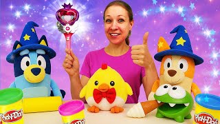 Abracadabra ! 🐣🎣🐸 Les petites sorcières Bluey et Bingo en peluche transforment tout !