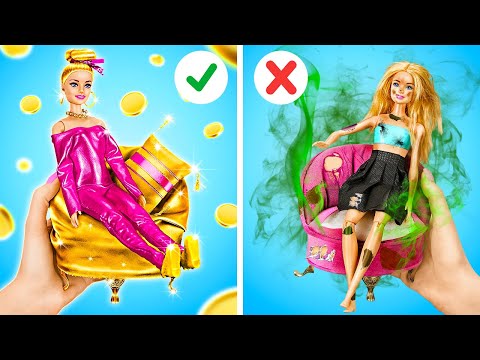 ज़बरदस्त अमीर vs गरीब डॉल रूम मेकओवर || सस्ते क्राफ्ट्स vs महँगे गैजेट्स! 123 GO! पर स्मार्ट DIYs