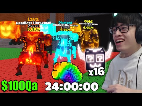 HÙNG AKIRA HÀNH TRÌNH 24H FARM TIỀN BUFF LUCK MỞ SECRET LUCKY BLOCK VỚI 3 HEADLESS HORSEMAN TOP 1 VN