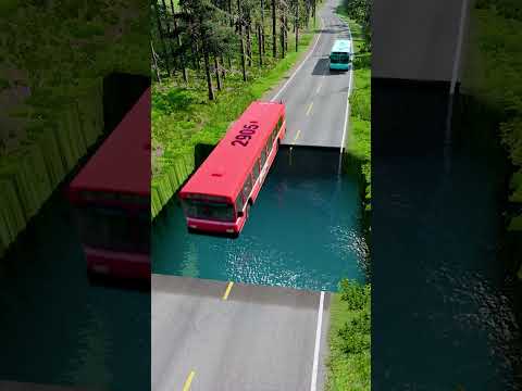Bus passing water pit #19 | #carsvsrpothole #beamngpotholes #massivepotholes #deepwaterbeamngdrive