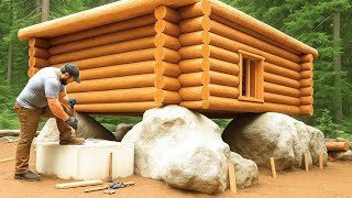 Man Builds Amazing Log Cabin on the Massive Stones | Start to Finish by @КарельскийДилетант