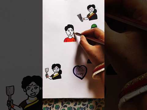 Mummy VS BTS Army 😂 Indian Army jonno  like kore dao❤#youtubeshorts #art #drawing #funny #army #bts