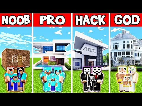 UNREAL MANSION HOUSE BUILD CHALLENGE - NOOB vs PRO vs HACKER vs GOD in Minecraft