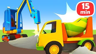 🚜💥 Die Helfer Autos: Traktor, Zementmischer und Baustellenfahrzeuge – 3 Folgen in einem Cartoon