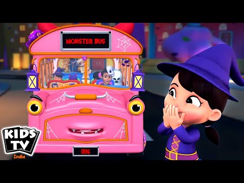 Spooky Wheels on the Bus, बस का पहिया घुमे गोल गोल, Halloween Song and Hindi Rhymes for Kids