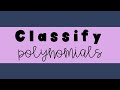 Classifying Polynomials by Degree and Terms