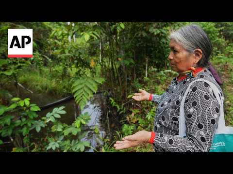 YouTube video thumbnail: Indigenous Women Tour Ecuador oil Field to Witness Environmental Harm