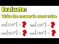 Reference Angles and Tangent Values
