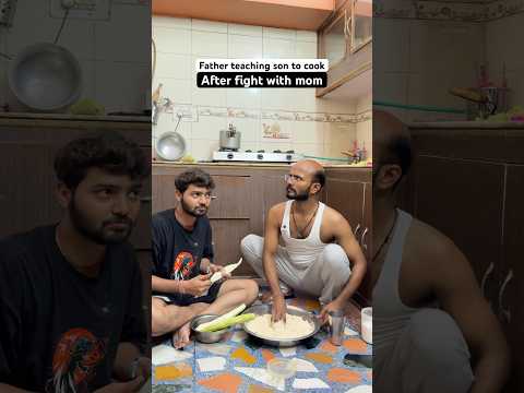 Father teaching son to cook after fight with mom 😂 #comedy #familydrama #funny