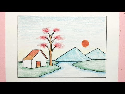 Cara menggambar pemandangan - How to draw scenery