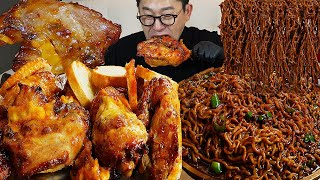 풍미가득 🔥매콤한 윤남노 짜파게티와 크기 살벌한 장각구이 먹방 Grilled chicken leg MUKBANG