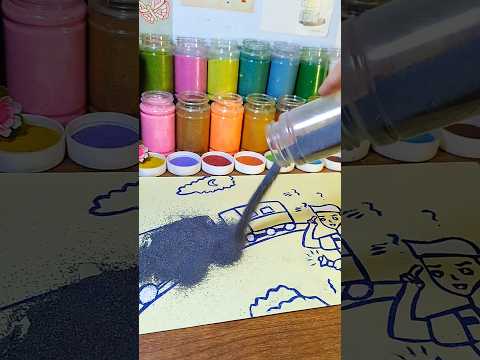 Kereta Berjalan Sendiri // Mewarnai Gambar Dengan Pasir Sambil Bercerita #shorts #sandpainting