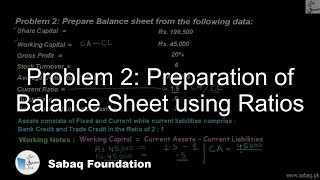 Problem 2: Preparation of Balance Sheet using Ratios