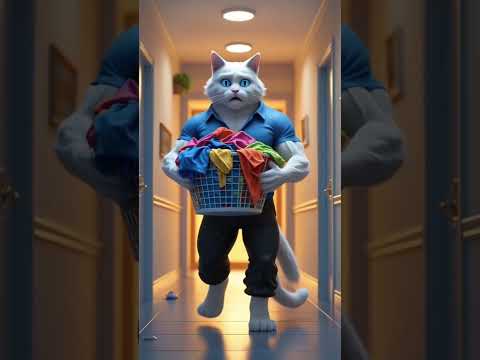القط قص شعر مرات ابوه ! #shorts #kitty #cat #kittens #قطط