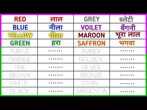 20 रंगों के नाम इंग्लिश और हिंदी में | Colours name | 20 रंगों के नाम | Name of Colours