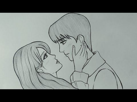 croquis au crayon facile d'un couple amoureux, dessin facile étape par étape pour les débutants.. 💔