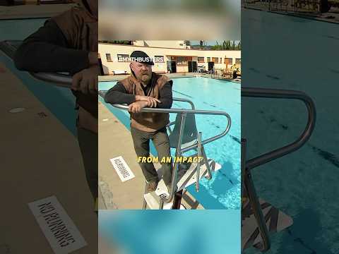 The crazy mattress pool jump experiment 🤯 #mythbusters #shorts