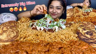 BIG BITES! SMOKY CHICKEN BARRA, BUTTER CHICKEN, DOODH WALA LACHHA PARATHA, INDOMIE NOODLES | MUKBANG