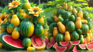 new method of growing and propagating hybrid papaya and watermelon fruit trees #garden #fruits 